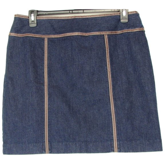 Michael Kors Dresses & Skirts - MICHAEL KORS Denim Leather Trim Short Mini Skirt